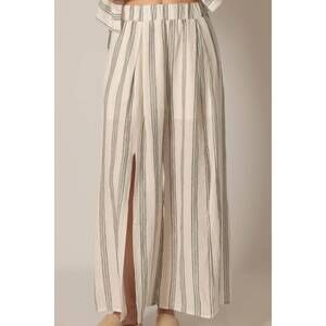 NEW BEFORE YOU COLLECTION linen wide leg pants in black/ivory stripes